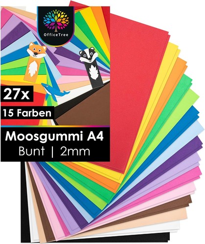 27x bögen moosgummi - moosgummi, 2mm